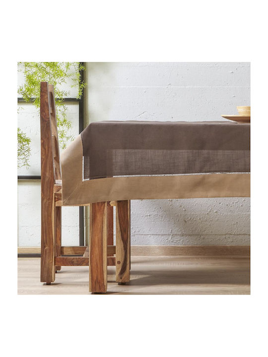 Αιγαίον Τραπεζομάντηλο με Κέντημα Brown/mocca 140x180εκ.