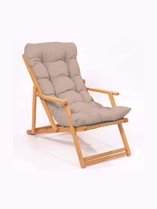 Deckchairs Wooden with Brown Fabric 66x48x110cm