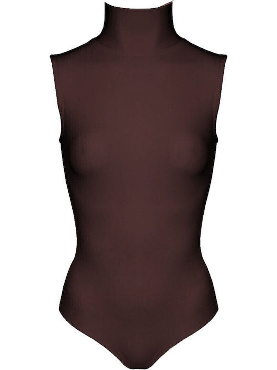 Women's Sleeveless Turtleneck Bodysuit Montal "Simply Best Looks" Palco Brown