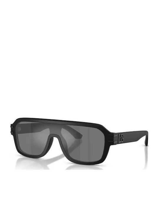 Dolce & Gabbana Men's Sunglasses with Black Horn-Rimmed Frame and Grey Mirror Lens DG4507 25256G