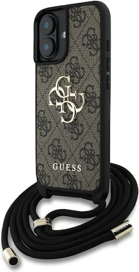Guess Umschlag Rückseite Leder mit Band Braun (iPhone 16 Plus)