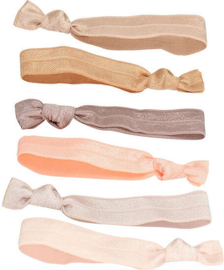 Set de 6 Elastice de Păr Bej cu Nod Azadé