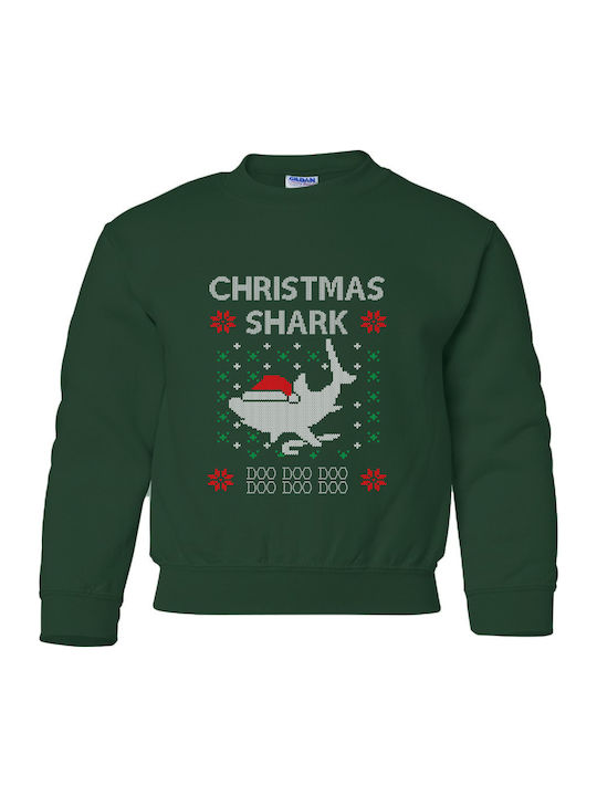 Παιδικό Φούτερ Christmas Shark Forest Green