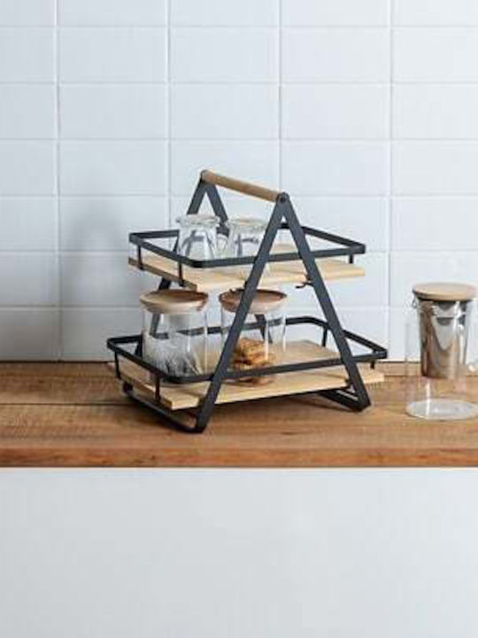 5Five Wooden Kitchen Organizer Rack in Black Colour 22.5x30.5x29cm