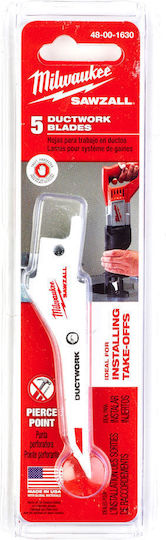 Milwaukee 48001630 Reciprocating Saw Blades Bi-metal/duct 5pc Mw