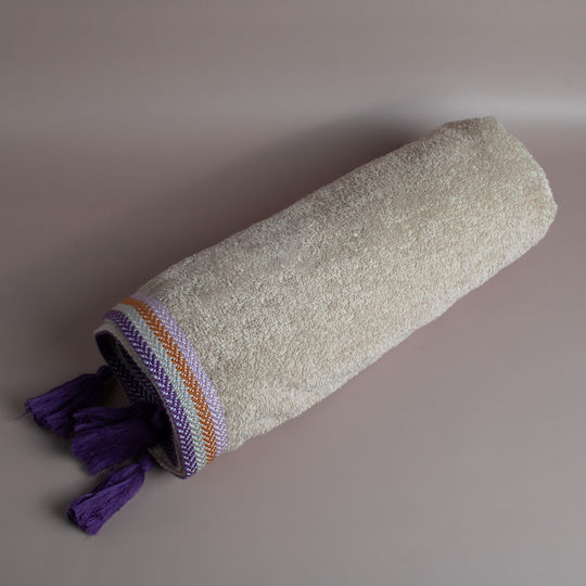 White Fabric Πετσέτα Θαλάσσης Μπεζ 160x80εκ.