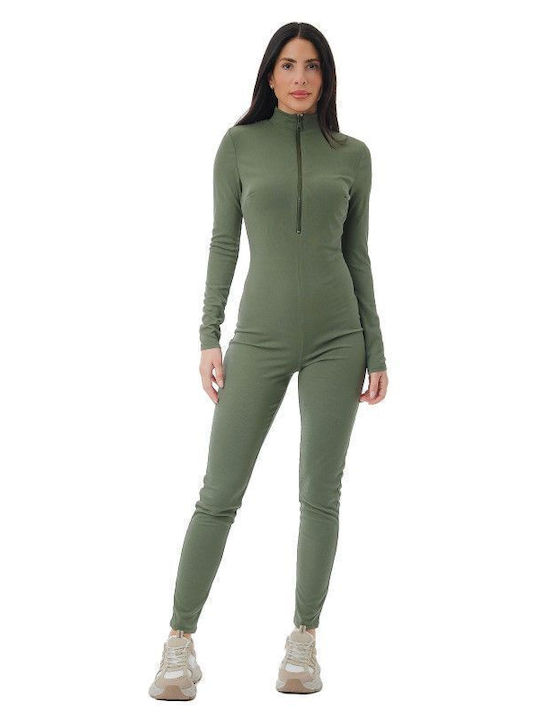 Silia D Women's Long-sleeved One-piece Suit Khaki