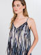 Women's Blouse Satin with Straps Blue