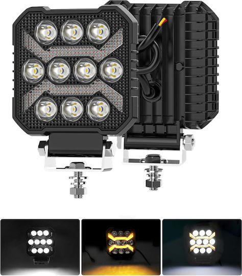 Slim Квадратς Фарове за кола LED Mitsubishi Вземане 10 - 30V 17W 11см с Бял осветление 1бр