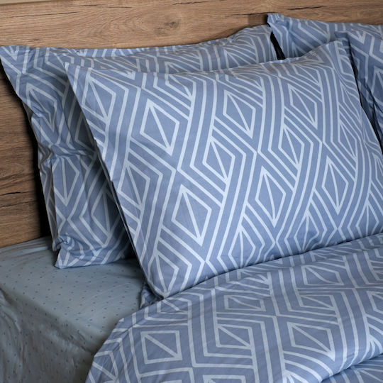 White Fabric Parker Σετ Σεντόνια King Size 260x270εκ. Μπλε (4τμχ)