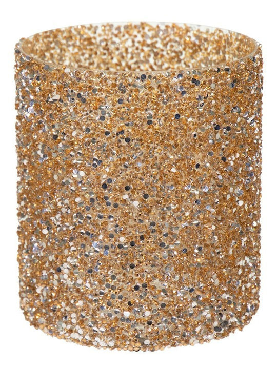 Art et Lumiere Kerzenhalter Glas in Gold Farbe 13.5x13.5x15cm 1Stück