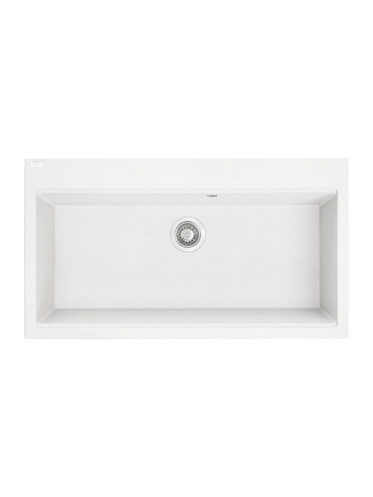 Laveo Tau SBT 6109 Drop-In Chiuvetă din Granit Sintetic L90xW50cm Alb