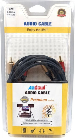 Andowl 3m RCA male Cable (QY-AV02)