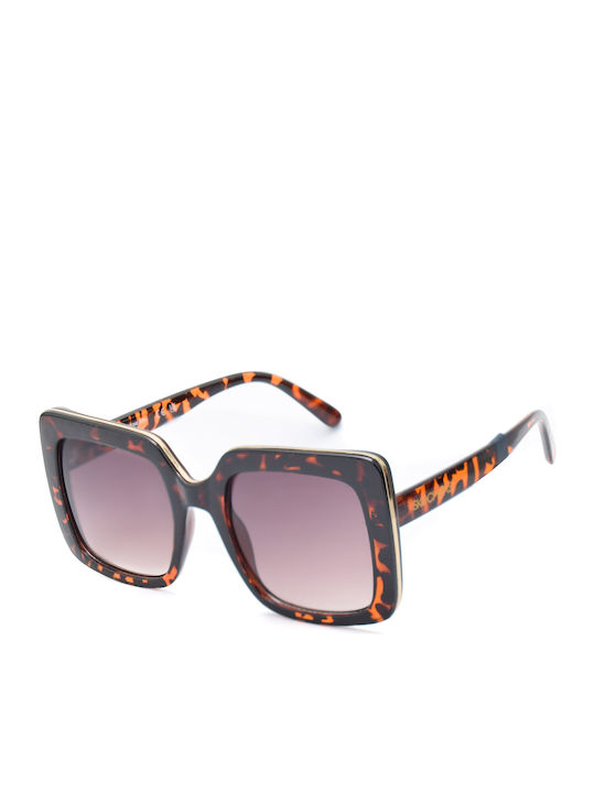 Women's Sunglasses with Brown Tartaruga Plastic Frame and Brown Gradient Lens