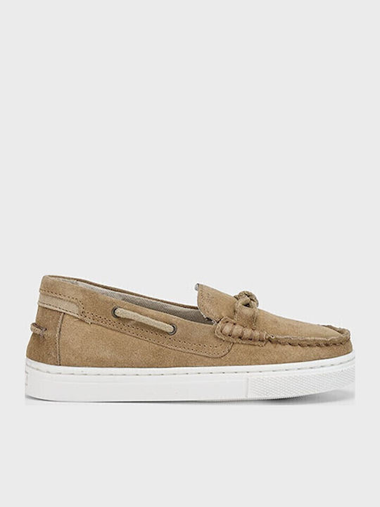 Boys Leather Moccasins Beige