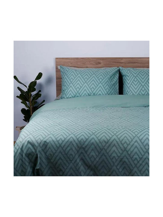 White Fabric Σετ Σεντόνια Υπέρδιπλα Βαμβακερά Luxe Μπλε 235x270cm