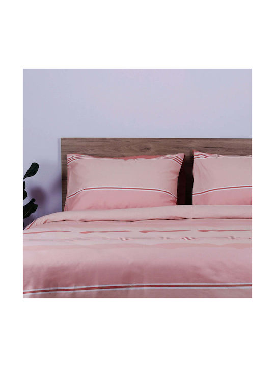White Fabric Seturi de cearșafuri Super dublu Bumbac Darby Roz 235x270cm