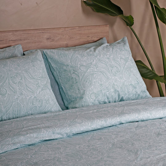 White Fabric Комплект чаршафи Единично Памучни Delancy Aqua, Green 165x270см