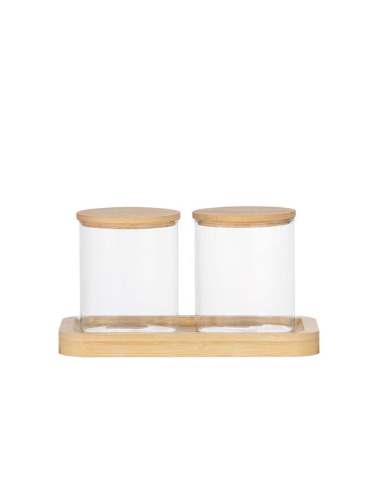 Set aus klaren Glasbehältern mit Holzdeckel Andrea House 2-teilig