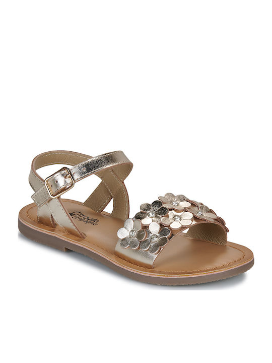Citrouille et Compagnie Kids' Sandals Fleurs Gold