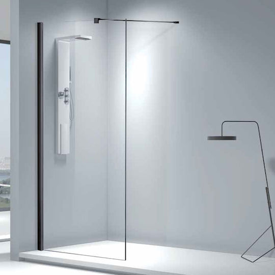 Aquarelle Σταθερό Πλαϊνό Ντουζιέρας 47-49x200cm Clear Glass Black