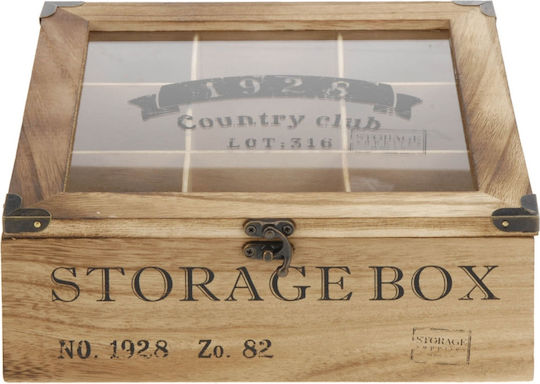 Box for Tea with Lid Wooden Transparent 24x8.5x24cm
