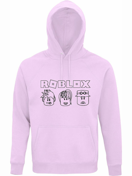 Kids Sweatshirt with Hood and Pockets Creamy Pink Roblox Game Characters