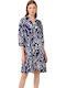 Sommer Mini Damenkleid Mit Blauem Druck