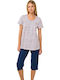 Vamp Sommer Damen Pyjama-Set Blue Peony
