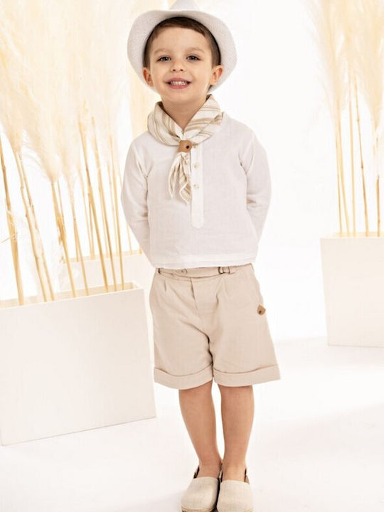 Baby Bloom Boys Linen Baptism Suit Beige