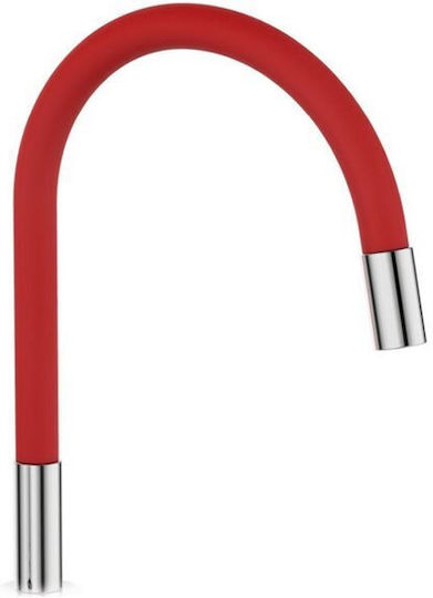 Red Chrome Flexible Countertop High-Flow Sink Spout 086760 Interflex