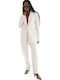 Takerana Damen Stoff Hose Off White