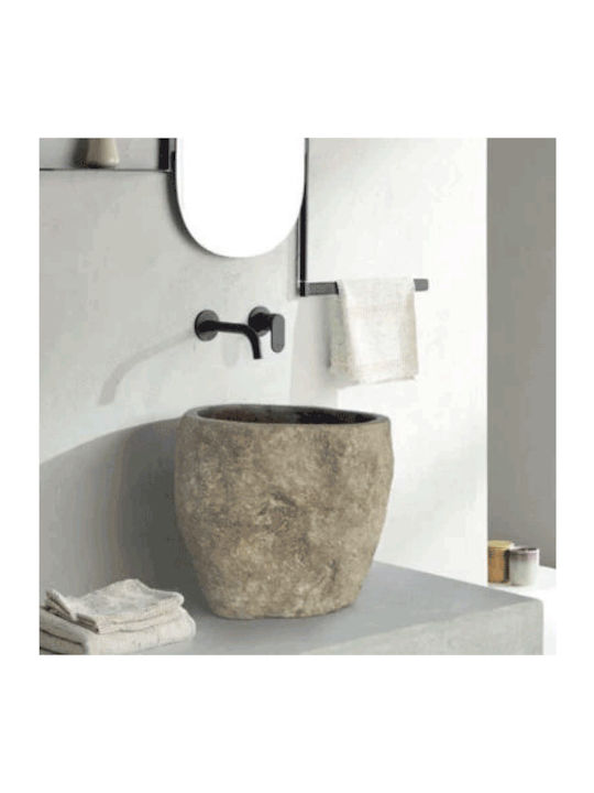 Fossil Bucket Riverstone Aufgesetztes Waschbecken Porzellan 40x40cm Grey checkmate
