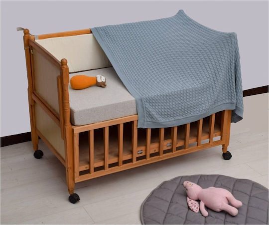 Liolios Home Blanket Nursery Swaddling Blankets Hood Cotton Light Blue 80x100cm