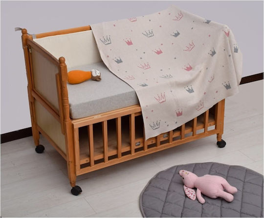 Liolios Home Pătură Pepinieră Swaddling pături Crown 100% bumbac Bej 80x100cm