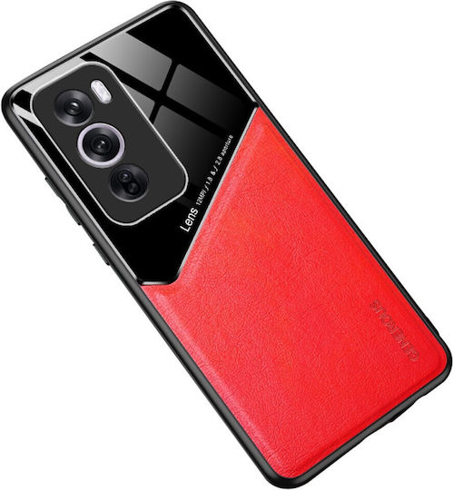 Magnetic Back Cover Tempered Glass / Synthetic Leather / Silicone Red (Oppo Reno12 Pro)