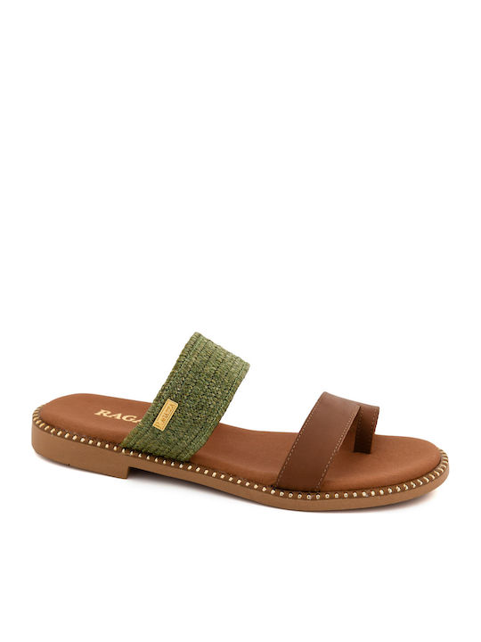 Ragazza Leather Women's Flat Sandals in Green C...