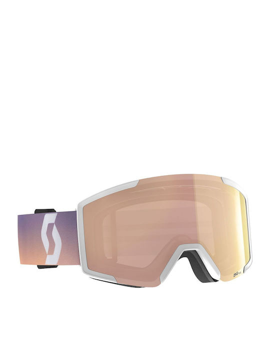Scott Μάσκα Σκι & Snowboard Ενηλίκων Λευκή με Φακό σε Ροζ Χρώμα Scott Μάσκα Σκι & Snowboard Ενηλίκων Λευκή με Φακό σε Ροζ Χρώμα