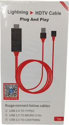 HDMI male - Lightning male 1m Μαύρο HDMI male - Lightning male 1m Μαύρο