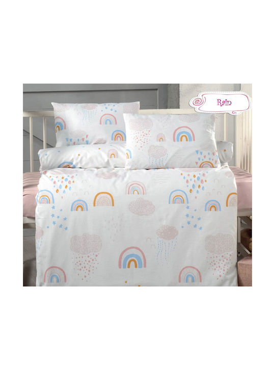Beauty Home Art 5612 Baby Sheets Set Crib Cotton Fitted White 100x150cm