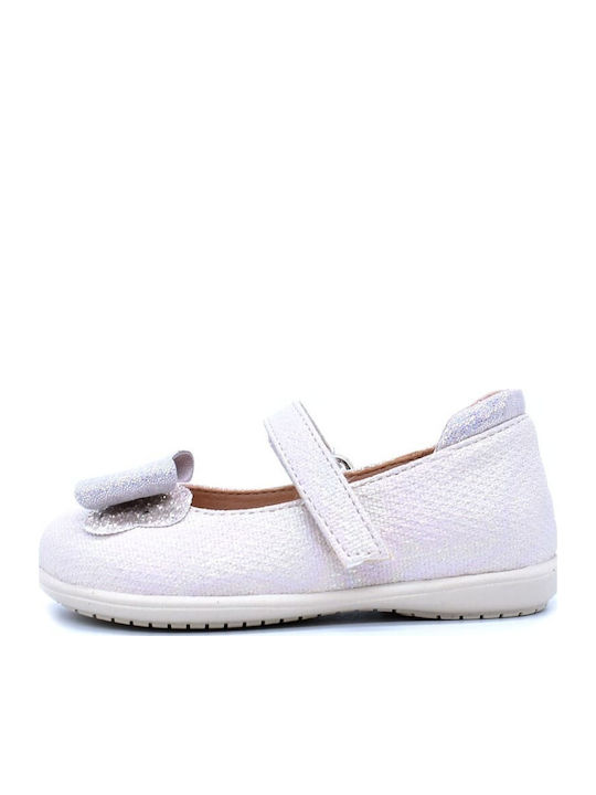 Kids Anatomic Leather Ballerinas with Hoop & Loop Closure White