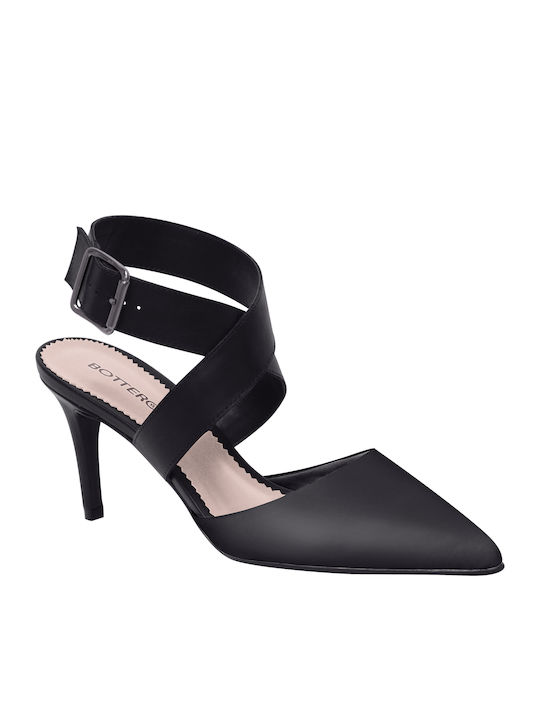 Bottero Leder Pumps mit Riemchen Schwarz