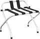 Metallic Foldable Hotel Luggage Rack Silver with Dimensions 54x46xH75cm Foldable with Backrest