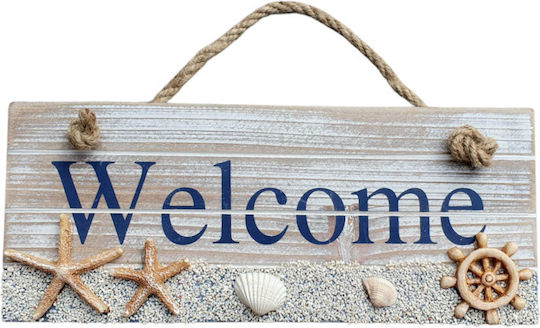 Handmade Beige Wooden Sign 24x10cm