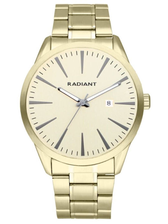 Radiant Ανδρικό Ρολόι 44mm Μπαταρίας με Χρυσό Μεταλλικό Μπρασελέ