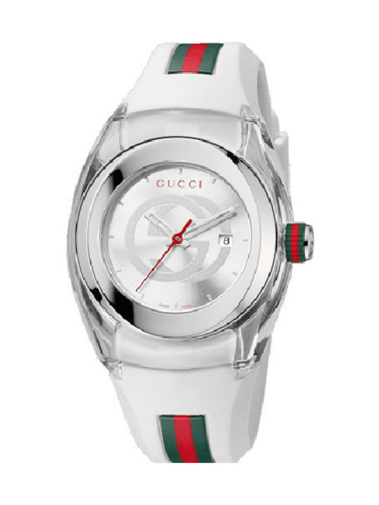 Gucci Damen Uhr mit Weiß Kautschukarmband