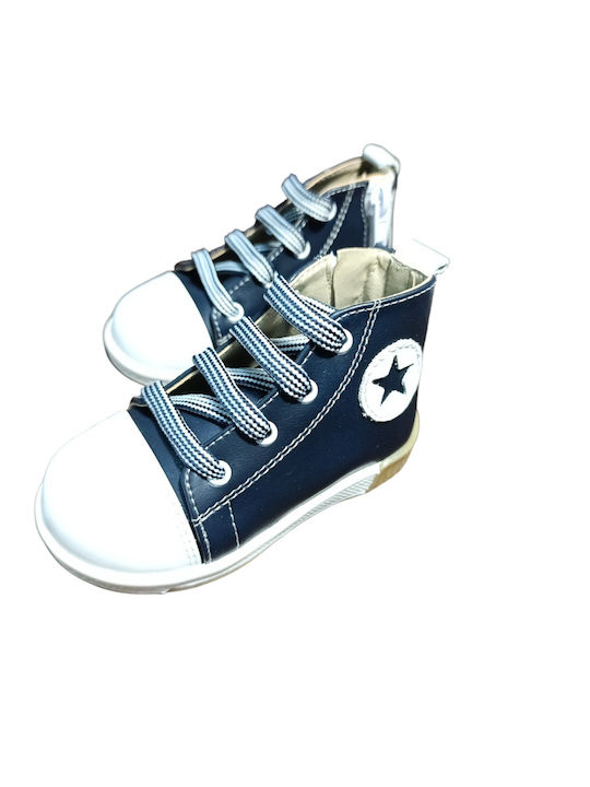 Gorgino Βαπτιστικά Δερμάτινα Sneakers Μπλε