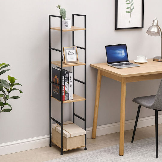 Bookcase 30x24x112cm Black Velvet-Black Metal
