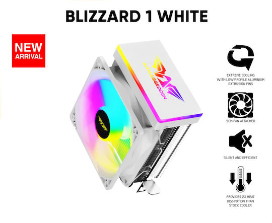 Armaggeddon Blizzard 1 Ψύκτρα Επεξεργαστή για Socket AM4/AM5/1200/115x/1700 με RGB Φωτισμό Λευκή