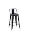 Stool Bar with Backrest Metallic Utopia Black Metal 42x42x86cm